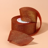 Лента парчовая, 40 мм, 23 &plusmn; 1 м, цвет бордовый №034