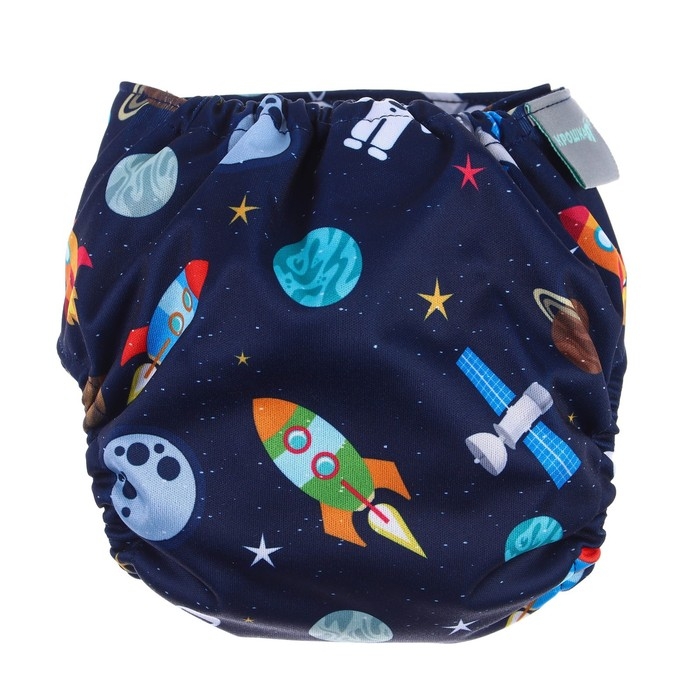 Многоразовый подгузник &laquo;Космос&raquo;, 3-8 кг, угольно-бамбуковая ткань, цвет синий, Крошка Я
