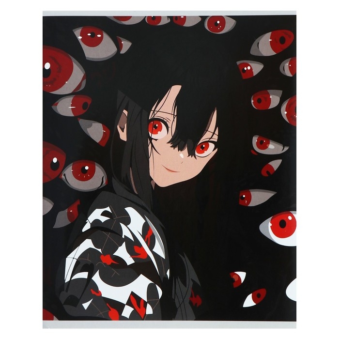 Тетрадь 48 листов в клетку Calligrata Тетрадь 48 листов в клетку Calligrata "Аниме. Черное и красное", обложка мелованный картон, полный УФ-лак, блок офсет МИКС