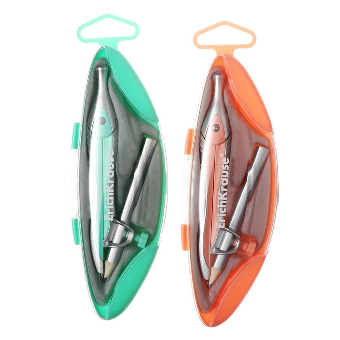 Циркуль металлический ErichKrause Циркуль металлический ErichKrause "Pastel Bloom", 125мм, с карандашом, пенал, микс