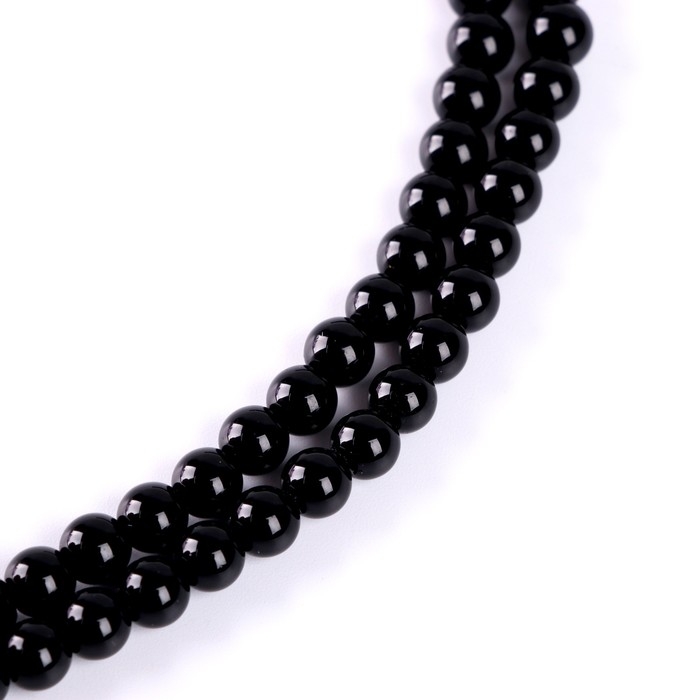 Бусины из натурального камня &laquo;Чёрный агат&raquo; набор 60 шт., размер 1 шт. &mdash; 6 мм