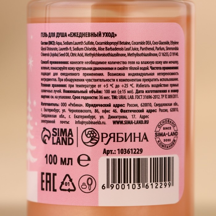 Подарочный набор косметики новогодний &laquo;Счастливого праздника&raquo;, гели для душа 2 х 100 мл и мочалка для тела, Новый Год