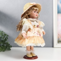Кукла коллекционная керамика "Алиса в жёлтом платье с цветами, в соломенной шляпке" 30 см Кукла коллекционная керамика "Алиса в жёлтом платье с цветами, в соломенной шляпке" 30 см