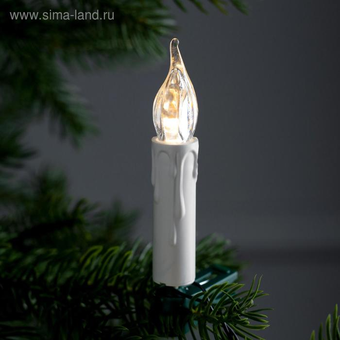 Гирлянда &laquo;Нить&raquo; 4 м с насадками &laquo;Свечи на прищепке&raquo;, IP20, тёмная нить, 20 LED, свечение тёплое белое, 220 В