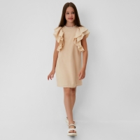 Платье для девочки MINAKU: Cotton Collection цвет светло-бежевый, рост 128