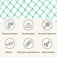 Сетка садовая, 1 &times; 10 м, ячейка ромб 13 &times; 13 мм, для птичников, пластиковая, зелёная, Greengo