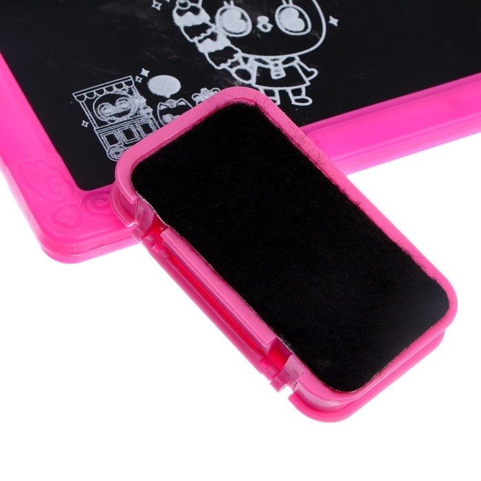 Доска магнитная двухсторонняя, под маркер и мел, мел 3 шт. в машинке, маркер, магниты 2 шт., цвет МИКС