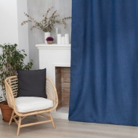 Штора портьерная Этель &laquo;Классика&raquo;, цвет синий, на шторной ленте, 270х300 см, 100% п/э