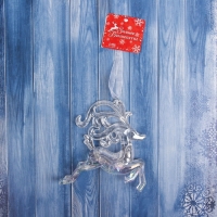 Украшение ёлочное "Олень витые рога " 12х11 см , прозрачный перелив