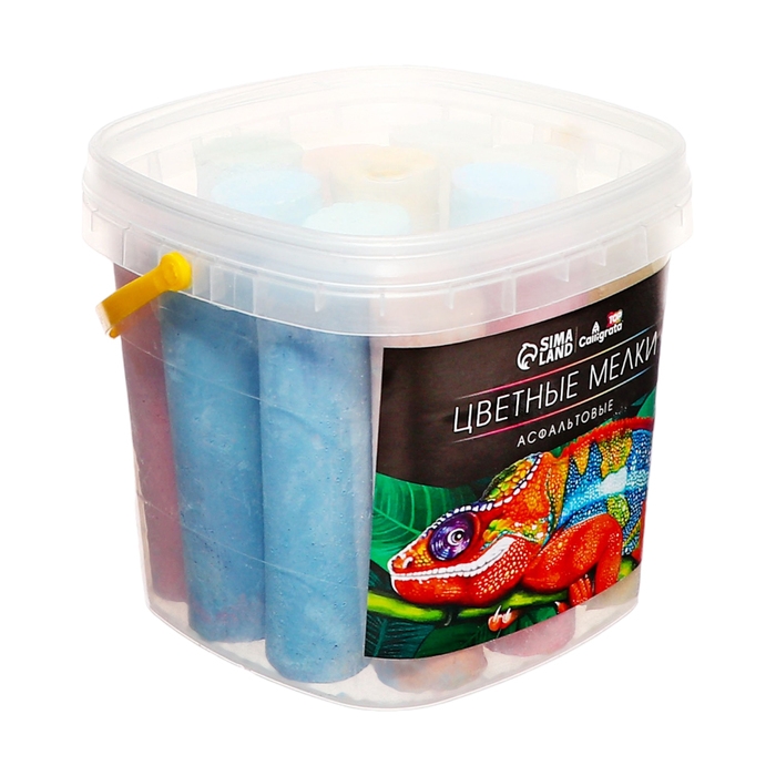 Мелки цветные для асфальта 14 штук, 7 цветов Calligrata TOP, цилиндр, длина 80 +/-мм, диаметр - 20мм