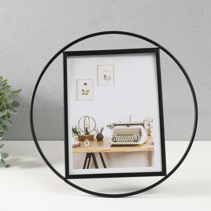 Фоторамка металл на 1 фото 15х20 см Фоторамка металл на 1 фото 15х20 см "Лофт. Круг" черный 26,8х26,8х2 см