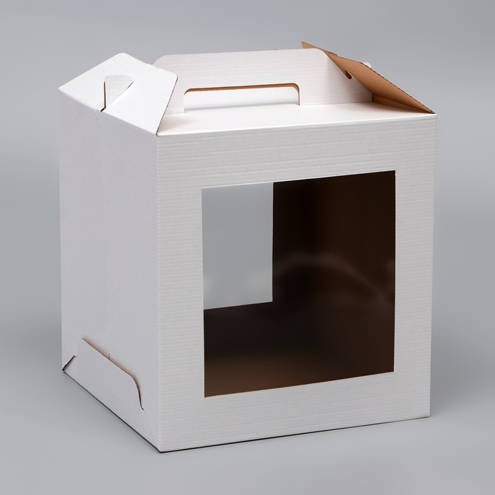 Кондитерская упаковка, с ручками, 2 окна, 28 х 28 х 30 см Кондитерская упаковка, с ручками, 2 окна, 28 х 28 х 30 см