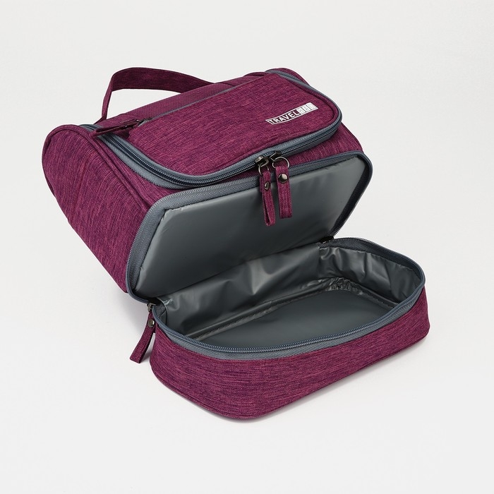 Косметичка 2 отдела на молниях, цвет фиолетовый Косметичка 2 отдела на молниях, цвет фиолетовый