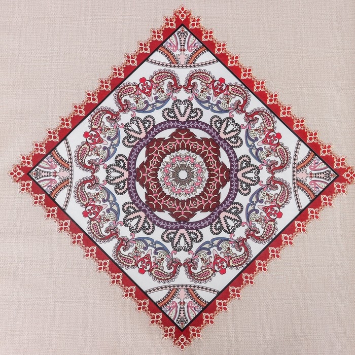 Клеёнка на стол на ткани &laquo;Цветочный мотив&raquo;, рулон 20 метров, ширина 137 см, толщина 0,22 мм, цвет бежевый