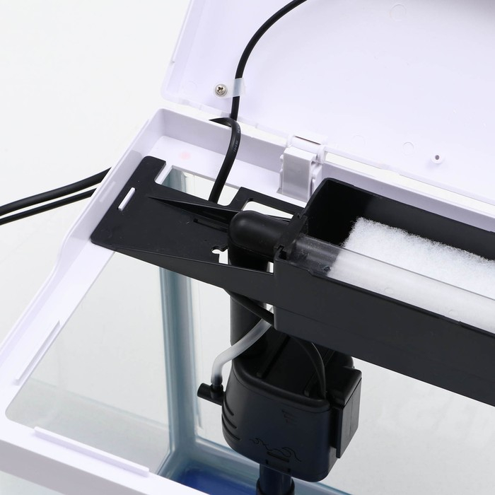 Аквариум SeaStar HX-318F в комплекте: LED-лампа 7 режимов, фильтр, 18 л, белый