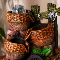 Фонтан "Кадки с плетением у мельницы" 17х14х26 см (с подсветкой) Фонтан "Кадки с плетением у мельницы" 17х14х26 см (с подсветкой)