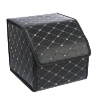 Органайзер саквояж в багажник автомобиля, 32&times;32&times;30 см, экокожа, черный с белой обшивкой