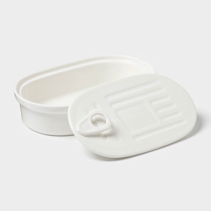 Паштетница Magistro, 17,5&times;11&times;4 см, с крышкой, фарфор, белая