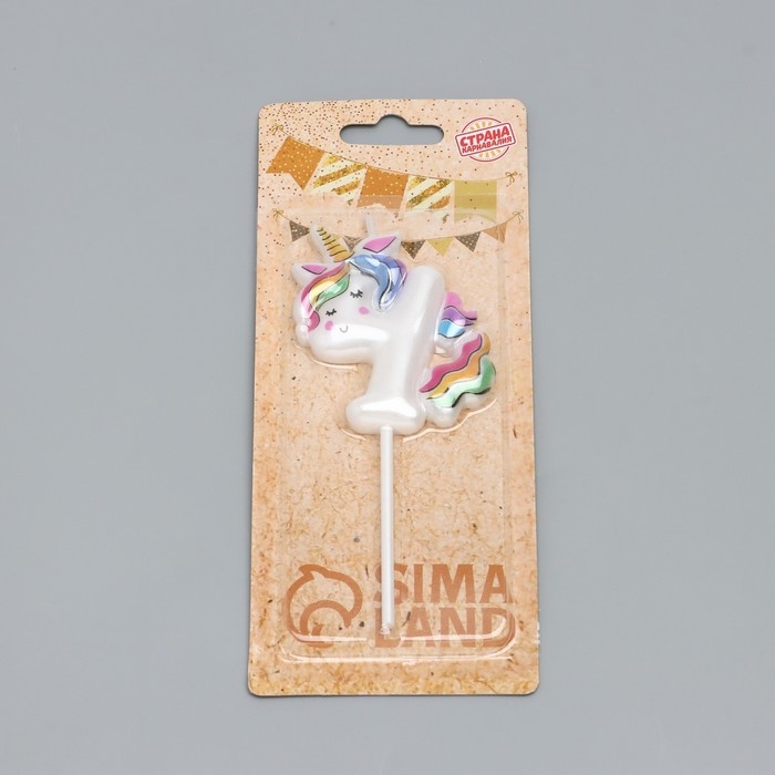 Свеча в торт "Единорог", цифра "4", 6 см