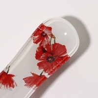 Подставка стеклянная под ложку Доляна &laquo;Красные маки&raquo;, 23,5&times;8,3&times;1,5 см