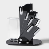 Набор кухонный на подставке Доляна «Симпл», 5 предметов: ножи 7,5 см, 10,5 см, 13 см, 15 см, овощечистка, цвет фиолетовый Набор кухонный на подставке Доляна «Симпл», 5 предметов: ножи 7,5 см, 10,5 см, 13 см, 15 см, овощечистка, цвет фиолетовый