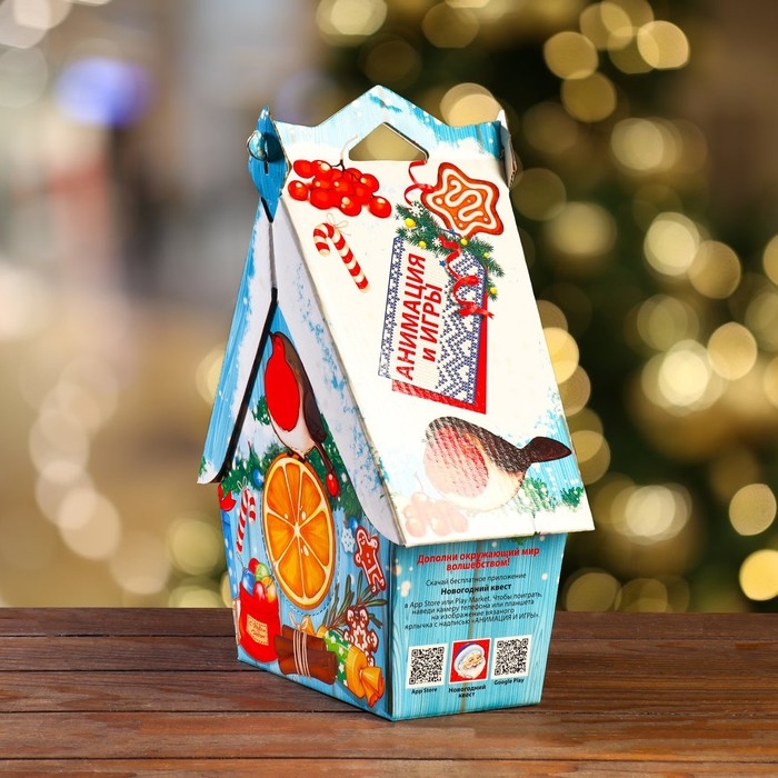 Новый год. Подарочная коробка "Скворечник солнечный", 26 х 11 х 20,5 см.