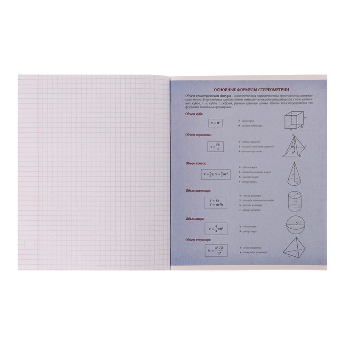 Тетрадь предметная Calligrata "На Чёрном", 48 листов в клетку Геометрия, со справочным материалом, обложка мелованный картон, УФ-лак, блок офсет