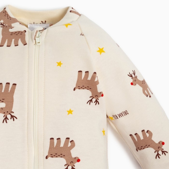 Комбинезон Крошка Я "Merry Xmas", рост 62-68 см, цвет бежевый