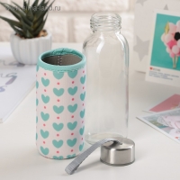 Бутылка для воды стеклянная в чехле &laquo;Ваниль&raquo;, 300 мл, h=17 см, рисунок МИКС