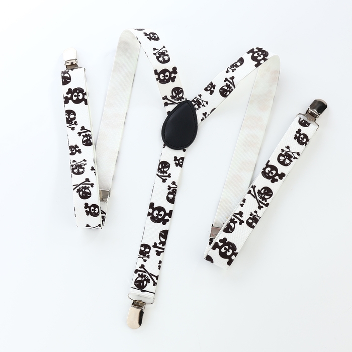 Подтяжки взрослые, ширина 2,5 см, цвет белый/чёрный Подтяжки взрослые, ширина 2,5 см, цвет белый/чёрный