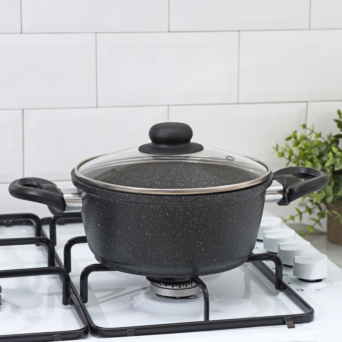 Кастрюля Доляна «Элит», 2 л, 2 л, d=21,5 см, h=9,2 см, антипригарное покрытие, стеклянная крышка Кастрюля Доляна «Элит», 2 л, 2 л, d=21,5 см, h=9,2 см, антипригарное покрытие, стеклянная крышка