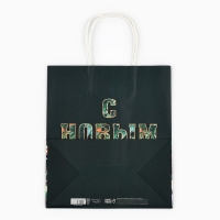 Пакет подарочный новогодний &laquo;Ёлочные игрушки&raquo;, белый крафт, 22 х 25 х 12 см , Новый год