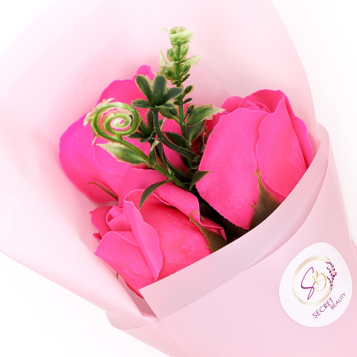 Букет мыльных роз, цвет фуксия