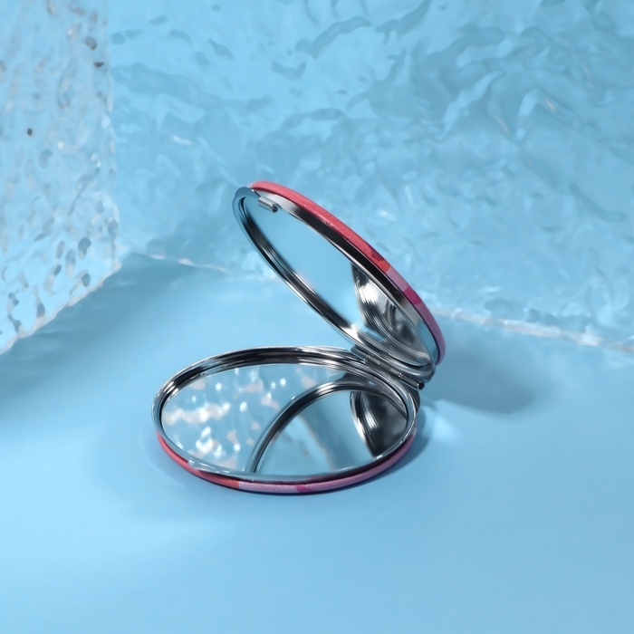 Зеркало складное &laquo;Совята&raquo;, d = 6 см, искусственная кожа, цвет розовый