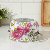 Кастрюля эмалированная «Пион», 2.1 л, стеклянная крышка, индукция Кастрюля эмалированная «Пион», 2.1 л, стеклянная крышка, индукция