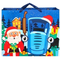 Пакет подарочный, 40х49х19 см, упаковка, Синий трактор