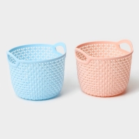 Корзина для хранения с ручками Доляна &laquo;Лукошко&raquo;, пластик, 11&times;10,5&times;9 см, цвет МИКС