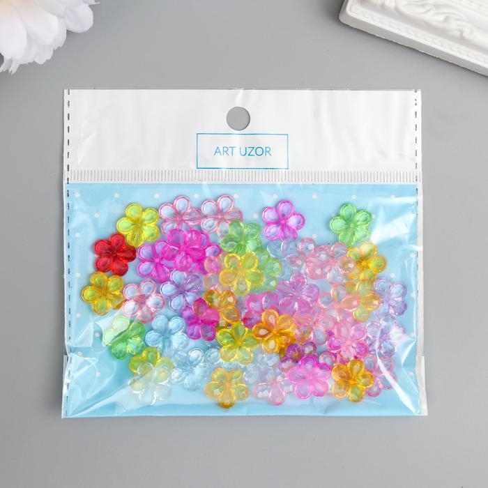 Декор для творчества пластик Декор для творчества пластик "Цветок" прозрачный набор 50 шт 1,2х1,2 см