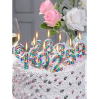 Свеча в торт на шпажке "Калейдоскоп", цифра 2, 7 см Свеча в торт на шпажке "Калейдоскоп", цифра 2, 7 см