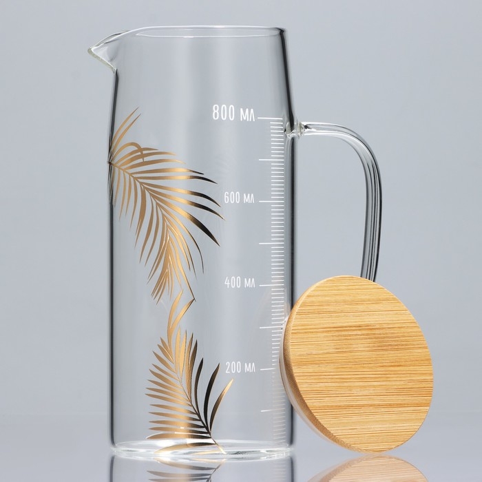 Кувшин стеклянный с бамбуковой крышкой &laquo;Тропики&raquo;, 1000 мл, с крышкой