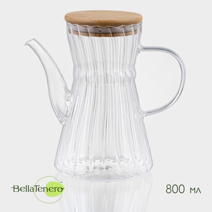 Чайник заварочный стеклянный с бамбуковой крышкой BellaTenero &laquo;Эко. Восток&raquo;, 800 мл, 18&times;11,5&times;17 см