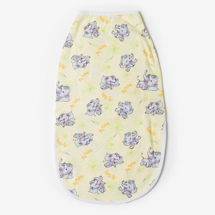 Пеленка-кокон на липучках, рост 50-62 см, кулирка, цвет жёлтый, принт микс