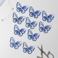 Вязаные элементы &laquo;Бабочки&raquo;, 5,5 &times; 4 см, 10 шт, цвет синий/белый/хамелеон