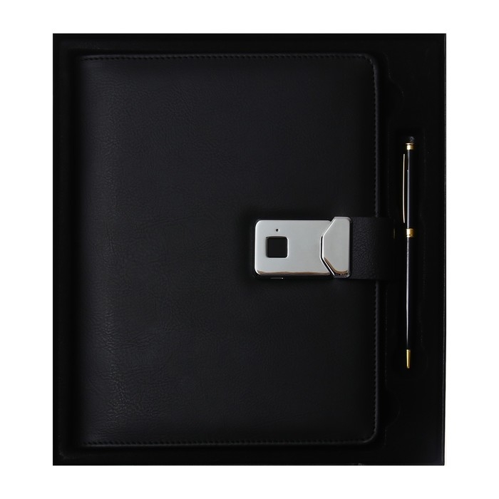 Органайзер на кольцах,ПВХ, А5,140 л,клетка,с ручкой,подар короб,сканер пальца,зарядка,Черный Органайзер на кольцах,ПВХ, А5,140 л,клетка,с ручкой,подар короб,сканер пальца,зарядка,Черный