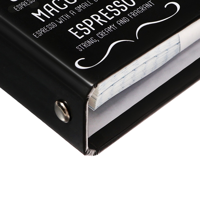 Тетрадь на кольцах 80 листов в клетку CAFFEE NERO, со смен блоком, твердая обложка, глянцевое ламинирование, блок 60 г/м2