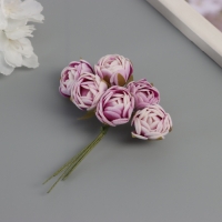 Декор для творчества "Пионы" бело-фиолетовые (1 набор=1 букет) в букете 6 шт 2,5х10,5 см