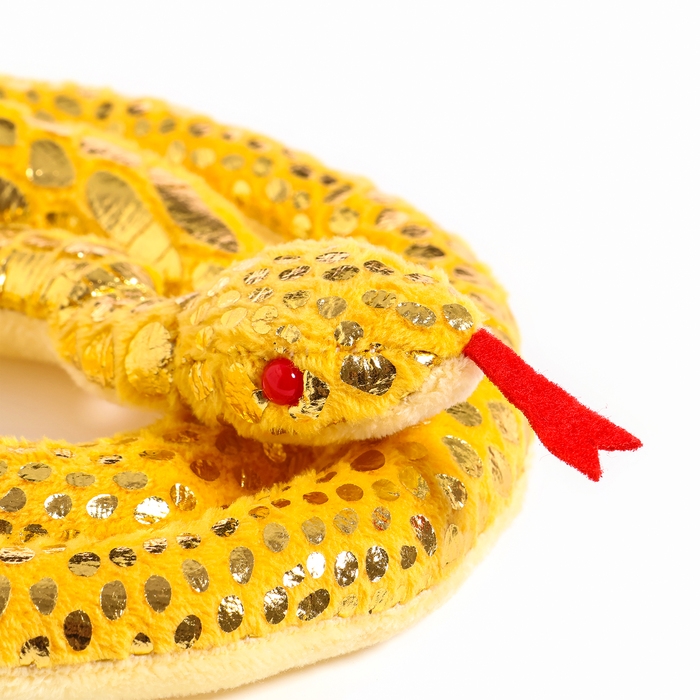 Мягкая игрушка &laquo;Змея&raquo;, цвет жёлтый, с золотыми вставками, 80 см