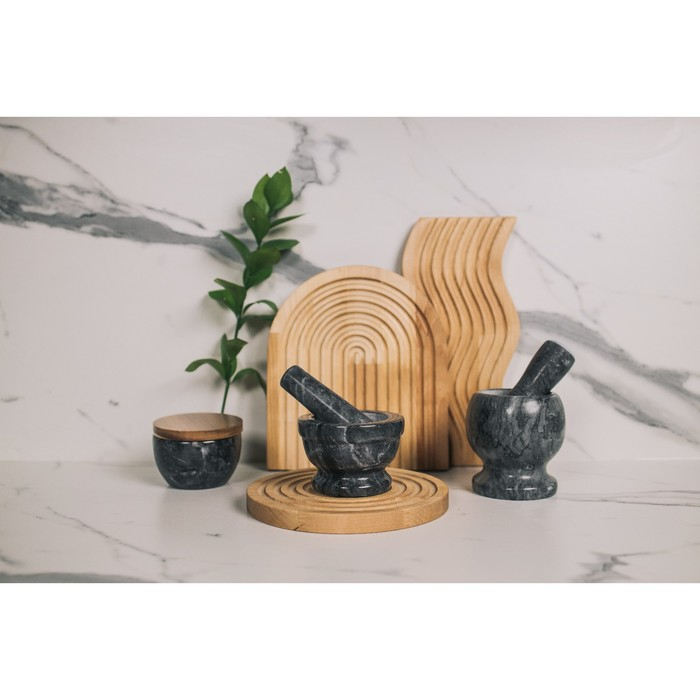 Ступка с толкушкой &laquo;Мрамор&raquo;, из натурального камня