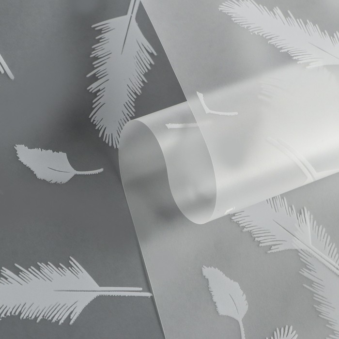 Пленка для цветов, матовая, Пленка для цветов, матовая,"Перья", белый, 0,6 х 9м ±5%