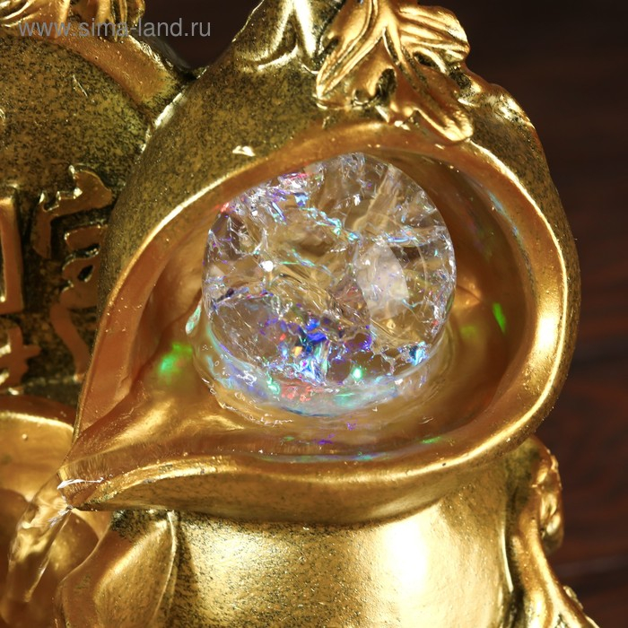 Фонтан настольный от сети, подсветка "Китайская монета" золото 26х18х17 см